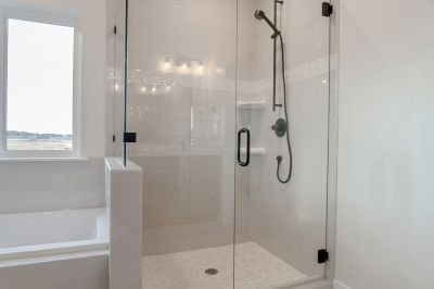 Open Shower with Black Frame
